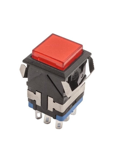 KD2-22 19mm Işıklı Yaylı Push Buton - Kırmızı