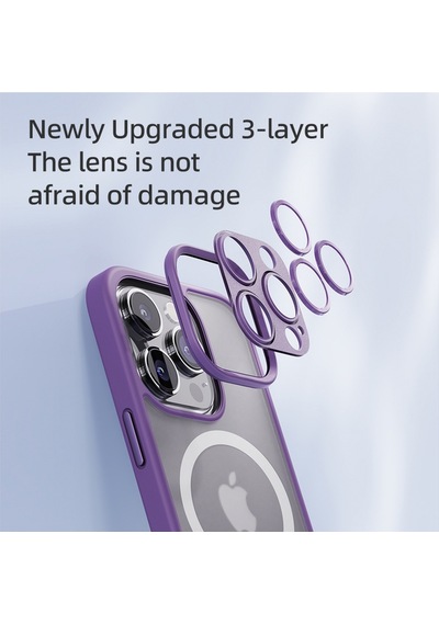 Rock Apple Uyumlu iPhone 14 Plus Anti-drop Lens Korumalı Magsafe Kılıf Mor Mor