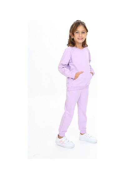 Toontoy Kids Toontoy Kız Çocuk Reglan Kol Kanguru Cepli Nakışlı Eşofman Takım Lila