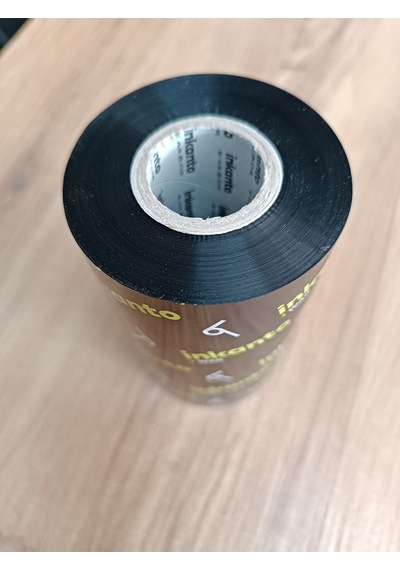 110mm X 300m Wax Ribon Kuşe Etiket Üzerine Barkod Makinesi İle Basılır
