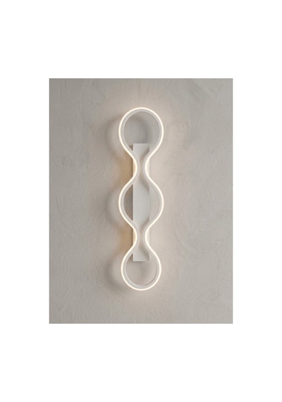 Lumina Loop Beyaz Tasarım Dikey Led Aplik Modern Gece Lambası - 3 Renkli 60 Cm