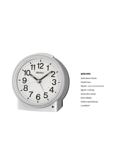 Seiko Qhe199s Sessiz Saniyeli Sensörlü Otomatik Aydınlatma Beep Sesli Alarm 5 Dk Ertelemeli Masa Saati Çok Renkli