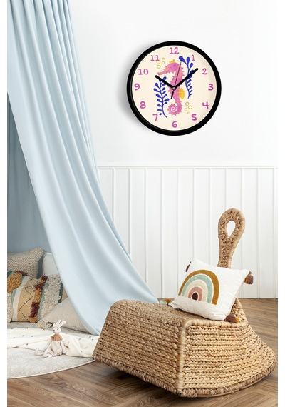 Denizatı Modern Duvar Saati - 30cm - Önü Camlı Siyah Kasa - Sessiz Mekanizma-jh1162 Siyah
