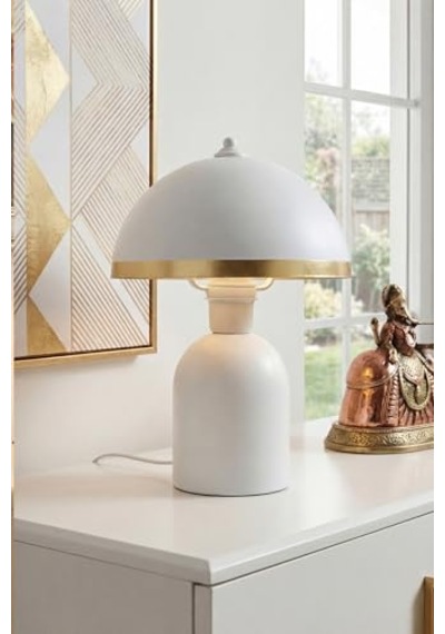Luna Gold Abajur, Bohem Masa Lambası Ve Salon Oturma Odası Aydınlatması - Beyaz - 25 Cm Modern Dekoratif Masa La Diğer