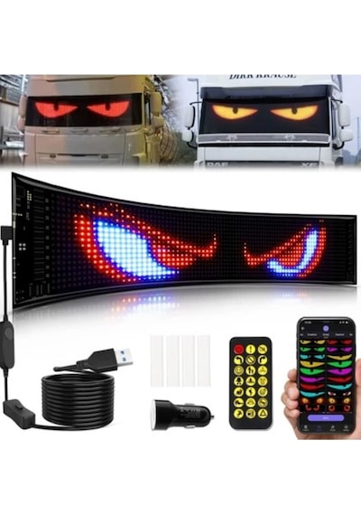 Ahmet Otomotiv Led Matrıx Panel Cama Yapışan Telefon Kontollü Uzaktan Kumandalı Kayan Yazı 12cm X 60cm