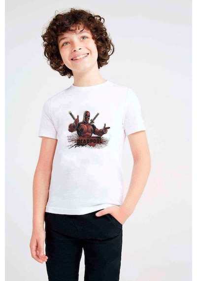 Tshirthane Deadpool Baskılı Unisex Çocuk Beyaz T-Shirt