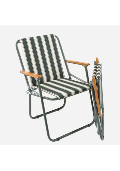 Metal Katlanır Kamp Sandalyesi 55 x 65 cm Beyaz - Siyah