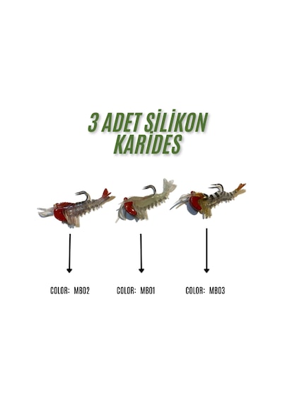 3 Renk Görünümlü Silikon Karides 13 Gram