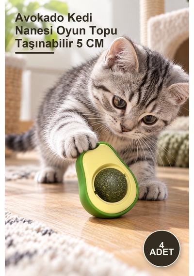 4 Adet Avokado Kedi Nanesi Oyun Topu Taşınabilir 5 Cm