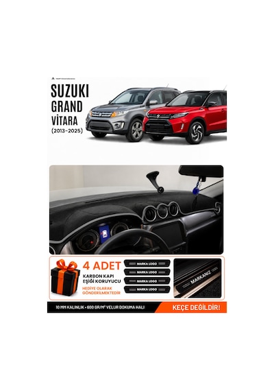 Suzukı Grand Vitara 2013-2025 Uyumlu Torpido Örtüsü, Torpido Kılıfı - Siyah-gri - Sz006