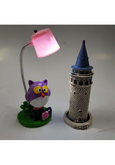Galata Kulesi Biblo 14 Cm Ve Baykuş Lambalı