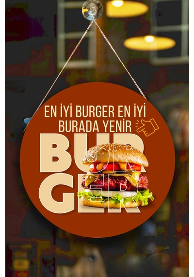 Hamburger Dükkanı Duvar, Kapı Tek Taraflı Askılı Pano Karşılama Tabelası, Burger Salonu Tablo Süsü