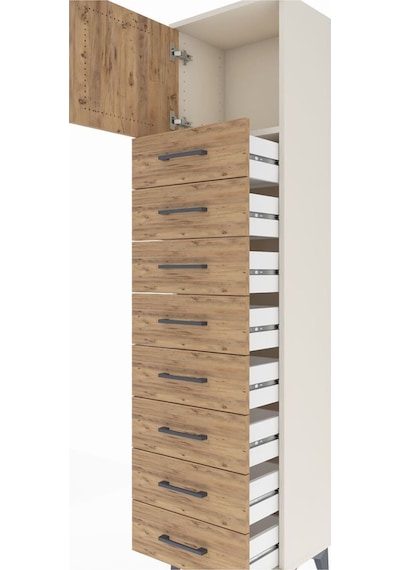 Arges Dolap Tek Raflı 8 Çekmeceli Tek Kapaklı 44x30x182 Aytaşı-çam Aytası