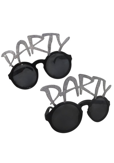Gümüş Simli Party Yazılı Parti Gözlüğü Show 15x7 Cm 5286