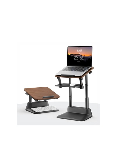 Bix Saiji D8 Ergonomik Laptop Standı Ahşap Yüzey Fare Platformlu Yükseklik Ayarlı Katlanabilir 11-17 İnç Dizüstü Bilgisayar Standı
