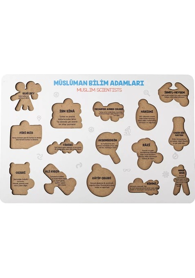 Müslüman Bilim Adamları Ahşap Puzzle 20x30 Cm.
