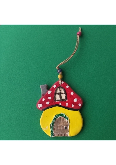 Cutemodels Mantar Ev Sarı Duvar Süsü Ağaç Süsü Kapı Süsü 9x11 Cm