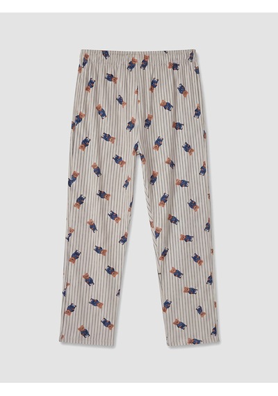 Lc Waikiki Lc Waıkıkı Bej Regular Fit Teddy Baskılı Erkek Pijama Takım