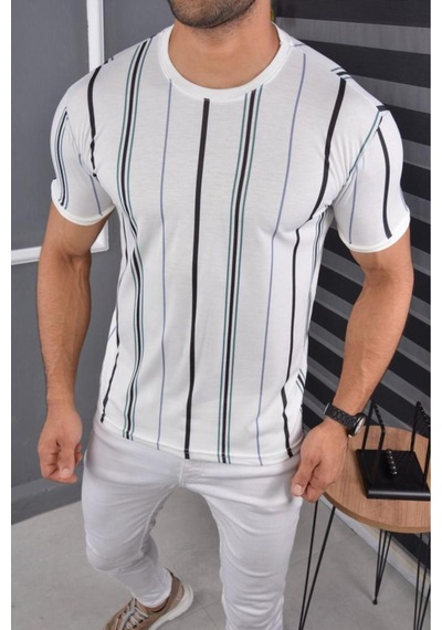 Mcz Giyim Bisiklet Yaka Slim-fit Erkek T-shirt Beyaz
