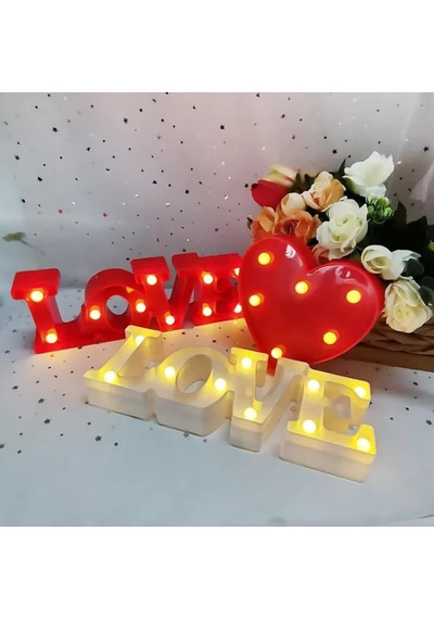 Lexroo Romantik Kalp Şeklinde Led Masa Lambası, Dekoratif Işık, Sevgililer Günü Hediyesi Çok Renkli