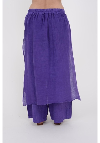 Bohem Stil İtalyan Ham Keten Pantolon Etek-8747 Mor
