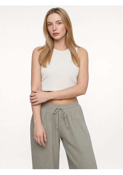 LOFT Crop Kadın Bluz K.kol Lf2042944 Q1.v1 Ekru