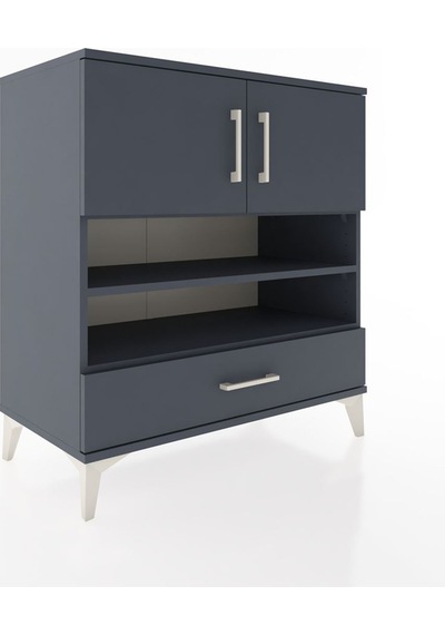 Hyperion Şifonyer 4 Raflı Tek Çekmeceli 2 Kapaklı 88x44x96 Antrasit-antrasit Antrasit Hyperion Şifonyer 4 Raflı Tek Çekmeceli 2 Kapaklı 88x44x96 Antrasit-antrasit Antrasit