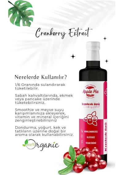 Applepiefoods Yaban Mersini Özü + Karadut Özü + Kızılcık Özü