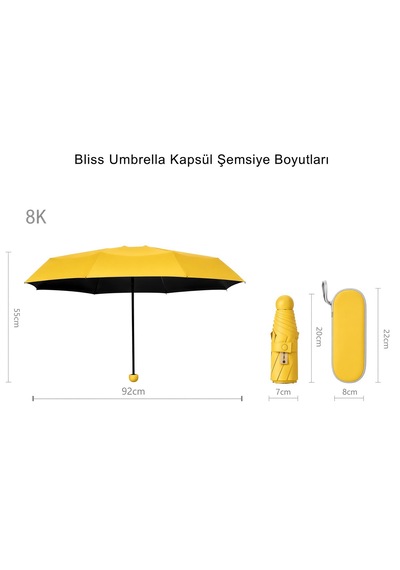 Bliss Umbrella Kapsül Şemsiye - Uv Korumalı Güneş Şemsiyesi Sarı