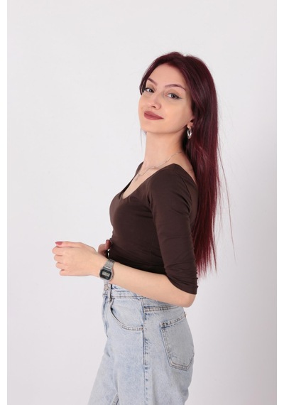 Busem S0016663 Kadın Bluz Acı Kahverengi