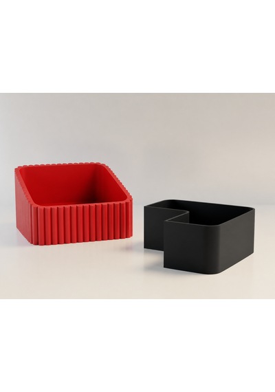 3d Baskı Fıstık Kasesi - Çift Hazneli Kabuk Ayırıcı Sunum Kasesi - Kırmızı Siyah Diğer