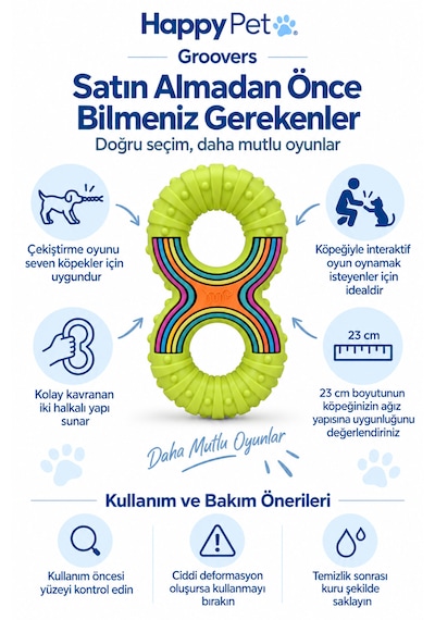 Happy Pet Groovers Tpr Dayanıklı 8 Şekilli Çekiştirme Köpek Oyuncağı 23 Cm Yeşil
