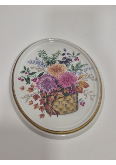 Vintage Dekoratif Çiçek Temalı Porselen Duvar Tabağı 13,5cm 002
