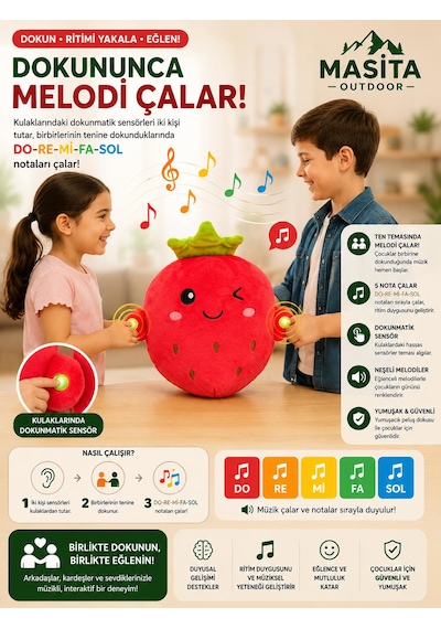 Masita Dokunmatik Ve Ritim Sensörlü İnteraktif Müzikli Peluş Oyuncak Karışık Modeller 1 Adet Kırmızı