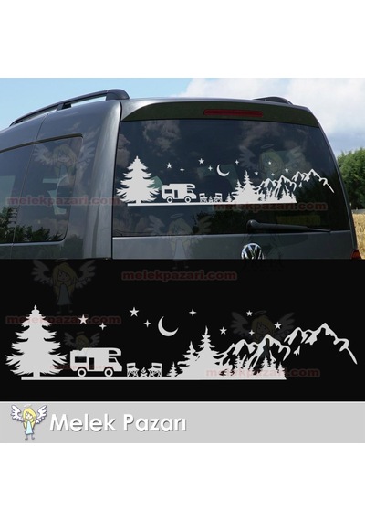 Camp, Orman Manzarası Karavan Stickerı, Karavan Çıkartma
