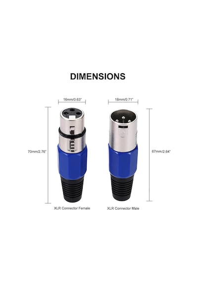 2 Adet - 3 Pin Xlr Konektörü Dişi + Erkek Mikrofon Jackı - Mikrofon Ses Jakı