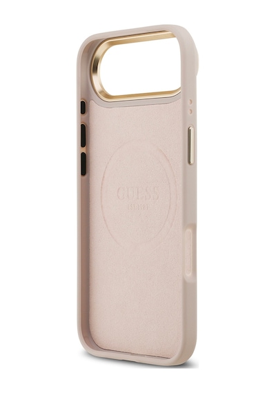 Apple Uyumlu iPhone 17 Air Kılıf Guess Lisanslı M-safeli 4g Desenli Pu Metal Plaka Klasik Logolu Pembe Pembe