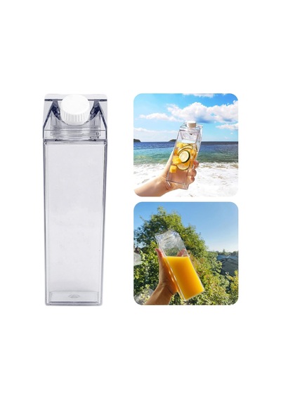 Süt Kutu Tasarımlı Su Kahve Içecek Şişesi Cam Değildir Kahve Ve Sunum Bardağı Ve Matarası 500-600ml Çok Renkli