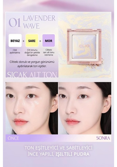 Ton Eşitleyici & Sabitleyici, İnce Yapılı, Işıltılı Pudra Light Setting Powder 01 Lavender Wave Diğer