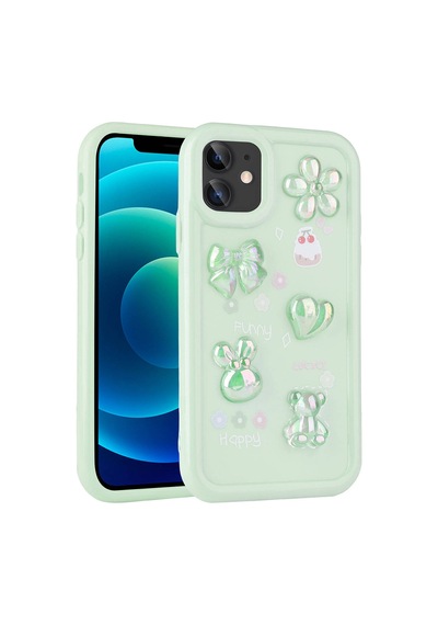 Apple Uyumlu iPhone 12 Kılıf Kabartma Figürlü Parlak Zore Toys Silikon K