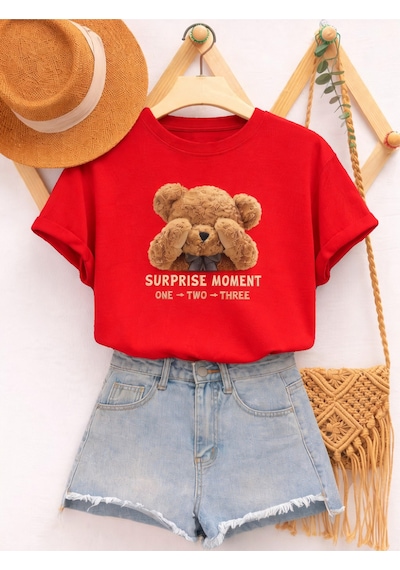 Unisex Suprıse Moment Oversize T-shirt Kırmızı