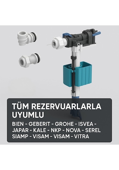 Tüm Rezervuarlarla Uyumlu Sessiz Dolum Şamandırası Seti 1/2 Ve 3/8 Giriş, Evrensel Uyumlu Tasarım Genel