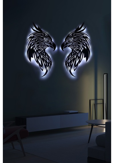 Led Işıklı Ikili Portre Kartal Figürlü Tablo Duvar Dekorlu Gece Lambası Beyaz - 737249157 Beyaz