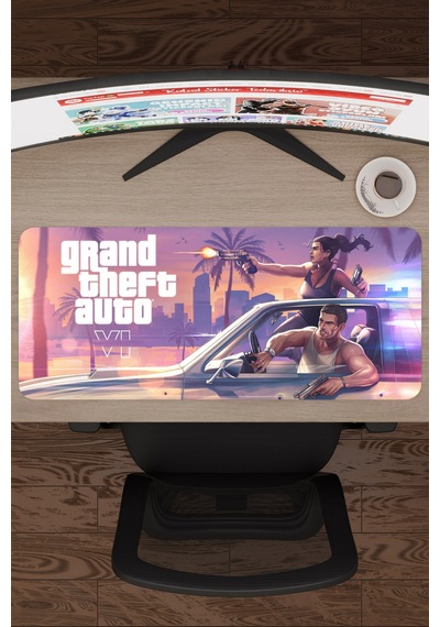 Gta 6 Kaymaz Dikişli Kauçuk Oyuncu Mousepad V2 - 70x30 Xl Gaming Mouse Pad Fare Altlığı