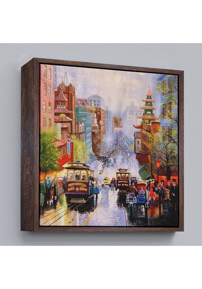 Çerçeveli Aşağı California Sokak Gelen Nob Hill Thomas Duvar Tablosu-5825