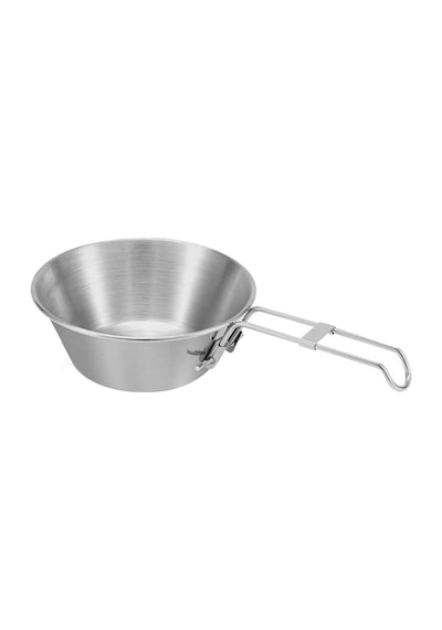 Çelik 550 Ml Katlanır Kulp Ölçekli Kamp Ve Piknik Kasesi Mt103 Gri