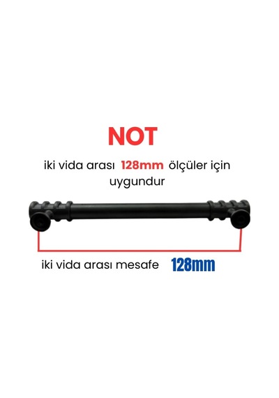 50 Adet Halka Boru Siyah Metal Mobilya Kulpu 128mm Siyah
