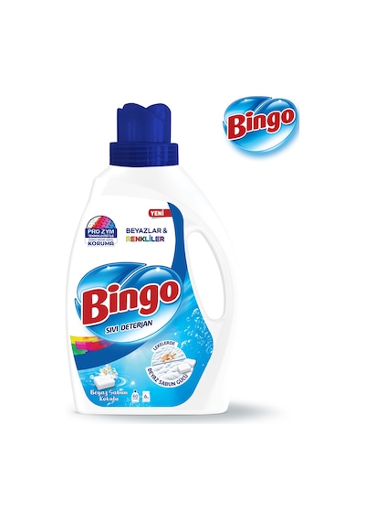 Bingo Beyazlar ve Renkliler İçin Beyaz Sabun Kokulu Sıvı Çamaşır Deterjanı 3 x 2600 ML