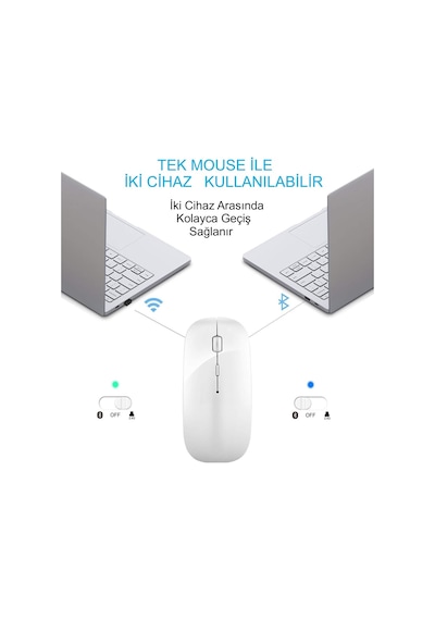 Hymark M22 Sessiz Tıklama Şarjlı Çift Modlu Bluetooth Kablosuz 2.4 Ghz Mouse