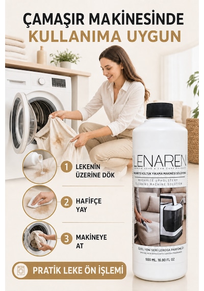 Lenaren Washrite Halı Ve Koltuk Yıkama Makinesi Şampuanı 500 Ml X3 Avantaj Paketi - Roborite Hediyeli 3'lü Set